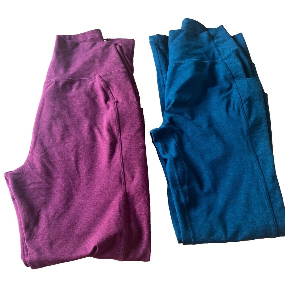 Stori Women's Size 8 Leggings Bundle 2 Pair Burgundy and Turquoise Yoga Pants